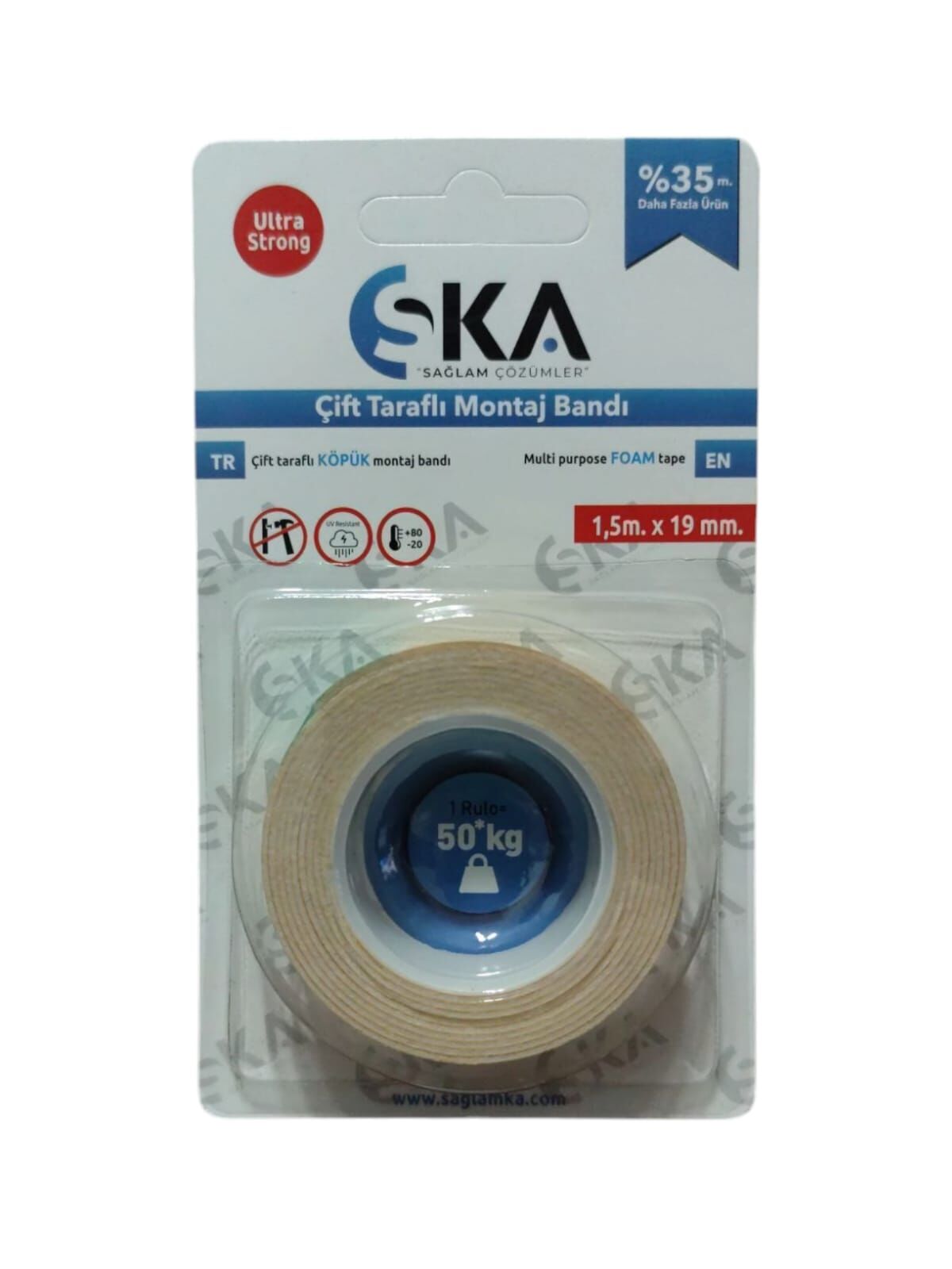 Sağlam KA Çift Taraflı Bant Hotmelt Köpük 19mmx1,5m