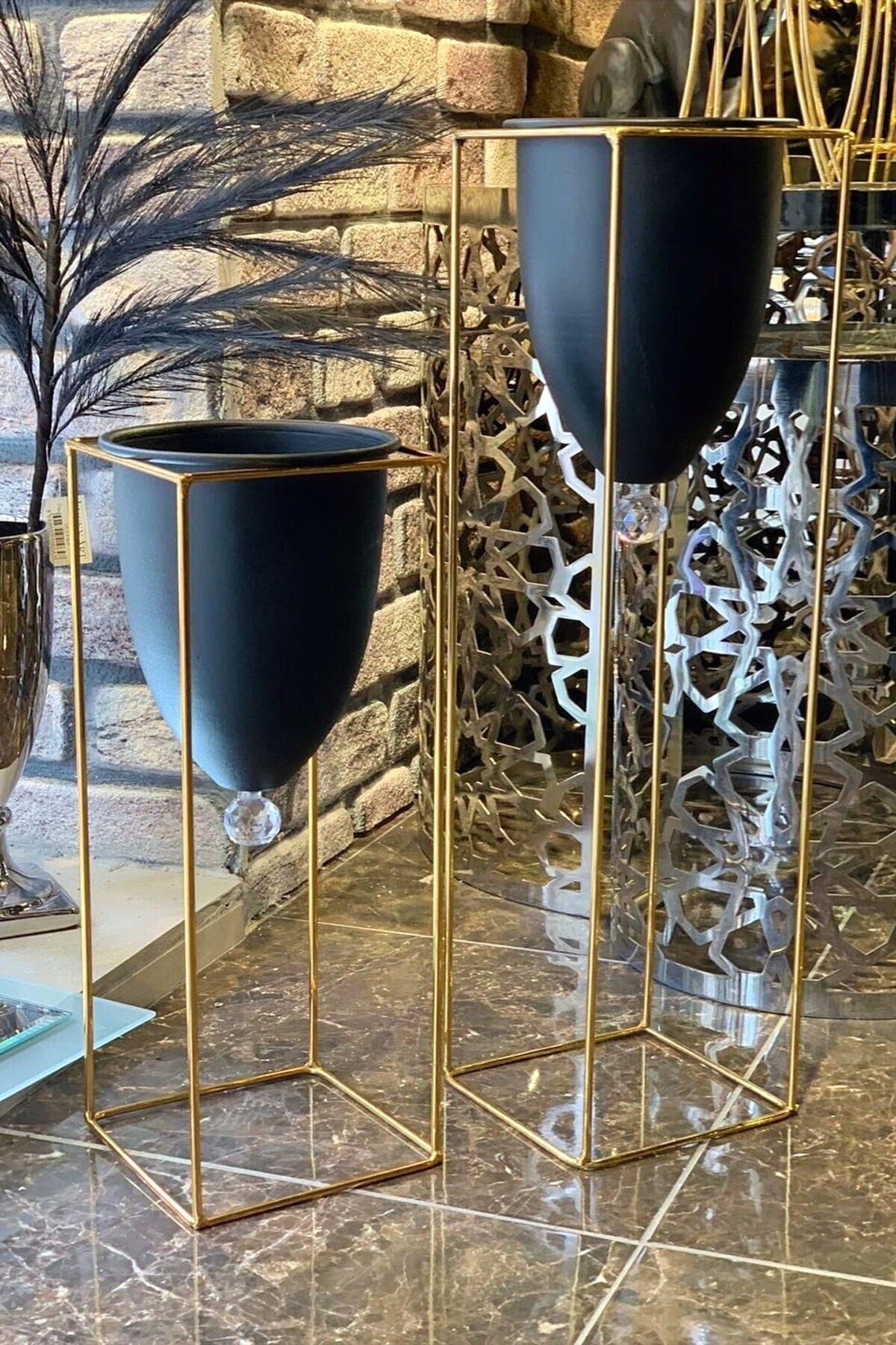 Best Hırdavat 2'li Metal Ayaklı Saksı Çiçeklik