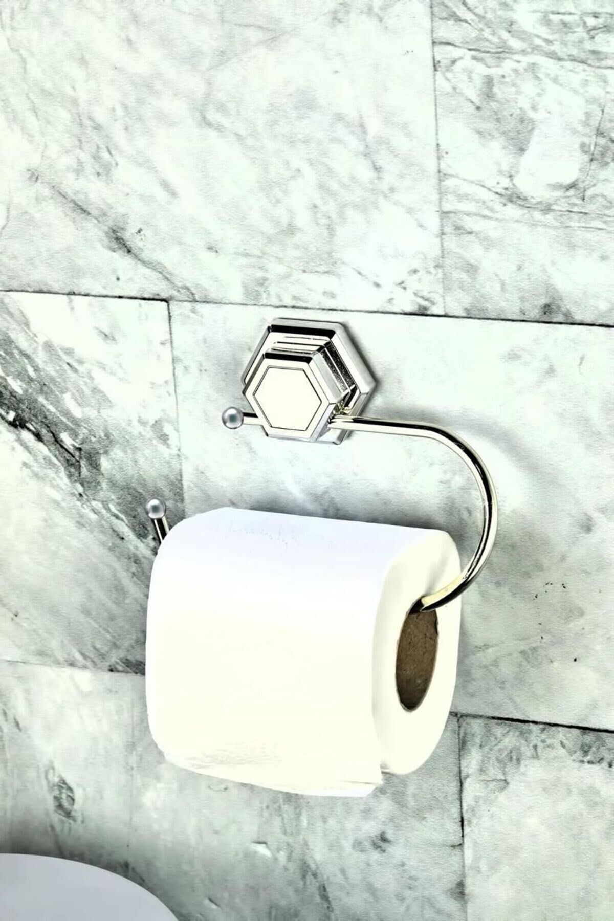 Best Hırdavat Altıgen Yapışkanlı Gümüş Açık Tuvalet Kağıtlığı Wc Kağıtlık Tutucu