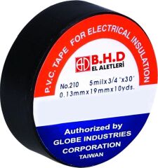 10 Adet BHD Elektrik Bandı Siyah 19mmx10yds Siyah
